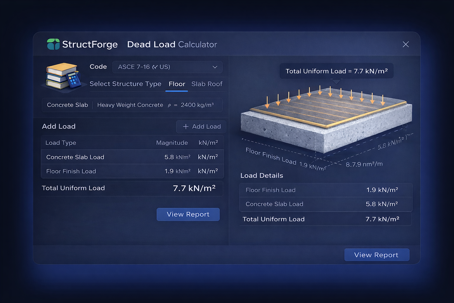 Beam design calculator interface with bending moment diagram
